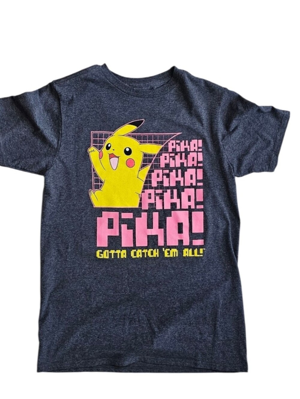 Pokémon Pikachu Graphic T-Shirt Boys XL Gray Short Sleeve “Pika Pika” Tee
